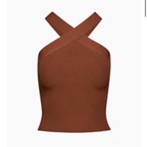 Aritzia Babaton Criss cross sculpt knit tank top brown